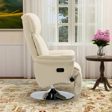 White leather recliner chair best sale with footstool